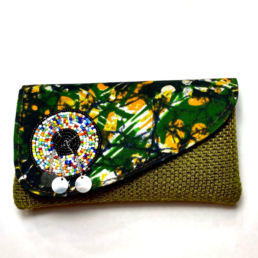 Green Embellished Clutch Kitenge bag